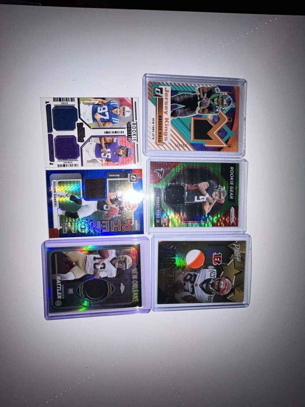 Lot of 6 NFL Rookie & Star Relic Trading Cards - Panini, Donruss, Topps Chrome f